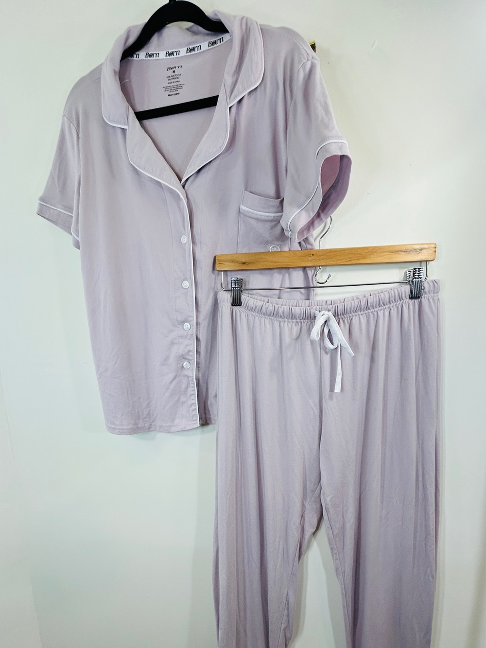 Born Lavender Short Sleeve Pajama Set with White Piping